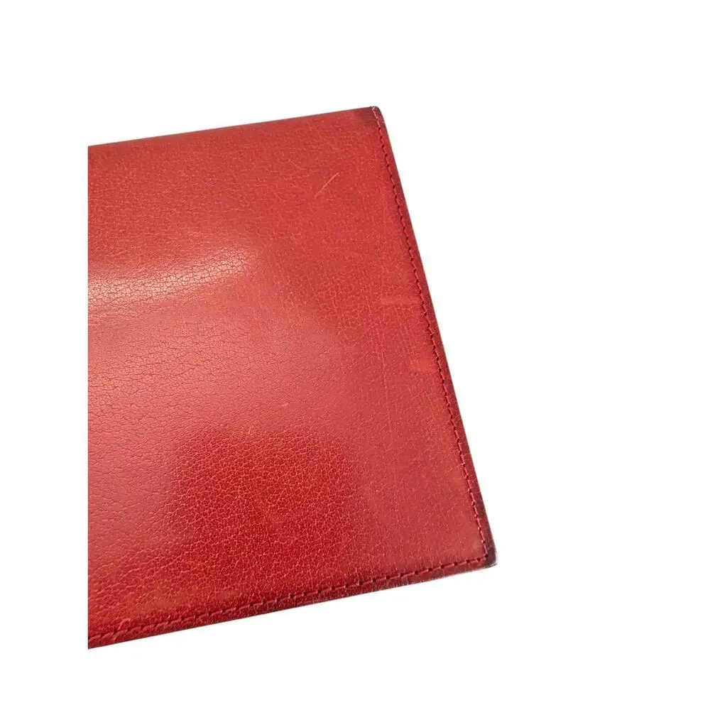 AMI Red Leather Envelope Photo Small Document Holder 6.75